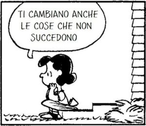 La mitica Lucy di Schulz che riflette sulle occasioni mancate della vita